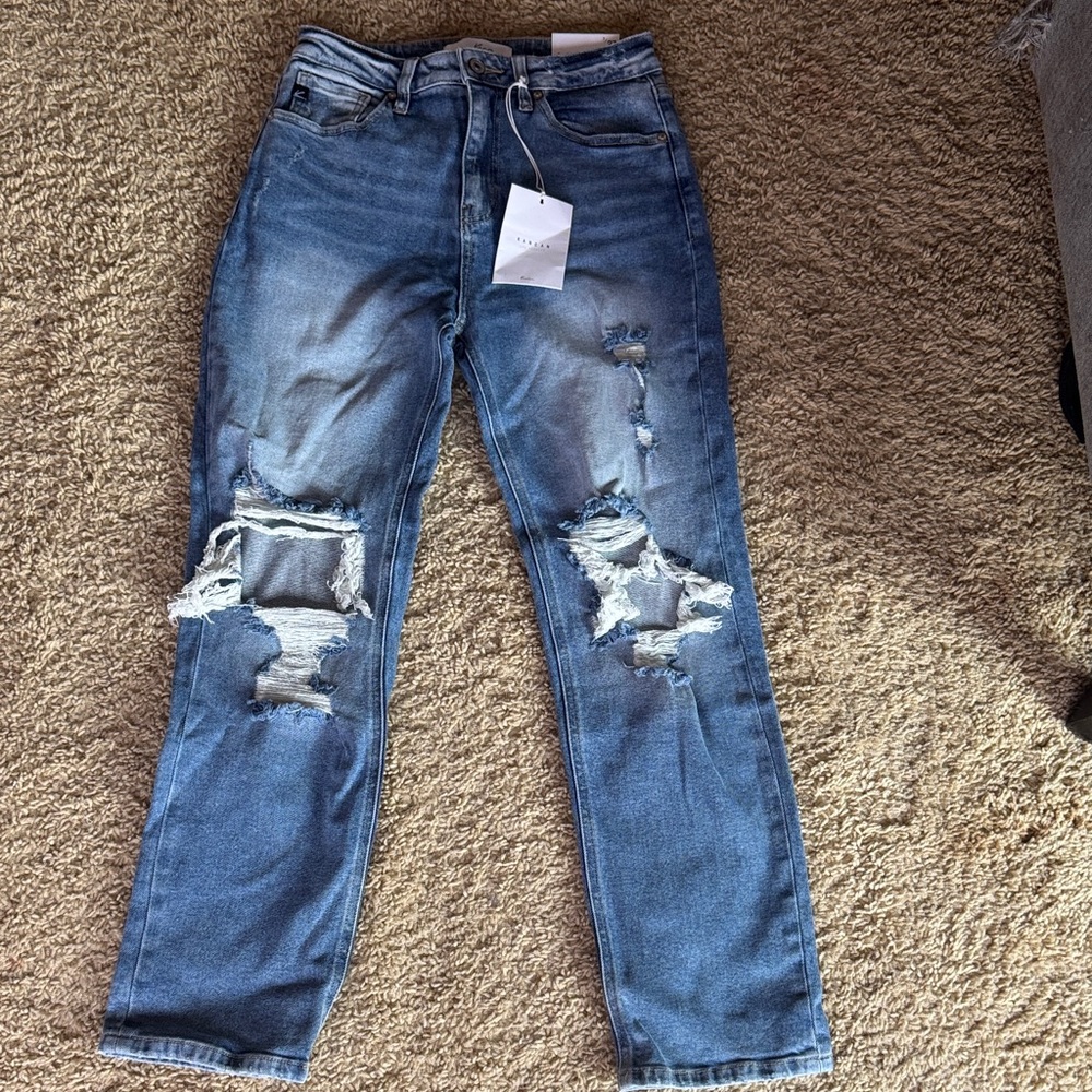 KanCan Distressed Straight Leg Blue Jeans